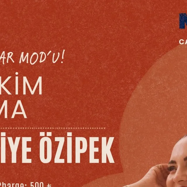 MOD Cafe poster on a terracotta background: Sonbahar MOD'u, 16 Ekim Cuma, Lütfiye Özipek, cover charge 500 TL, with the singer smiling at the lower right
