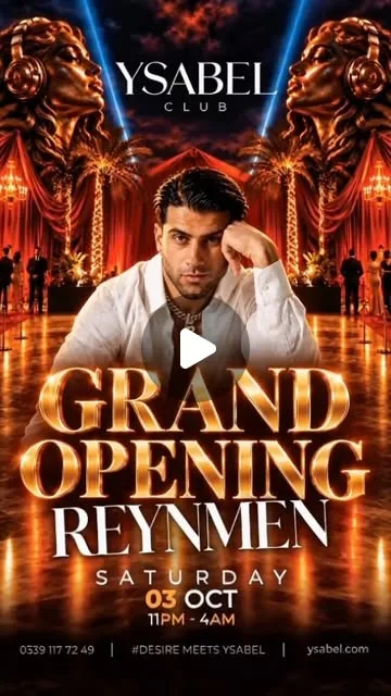 Reynmen Grand Opening poster at YSABEL Club, Saturday 3 October, 11pm–4am.