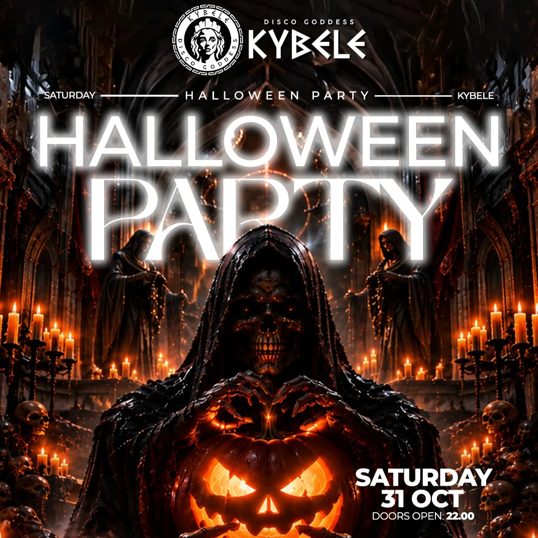 Halloween party poster at Kybele Club