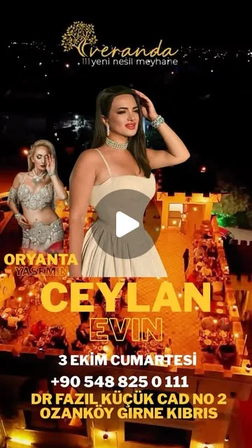 Ceylan Evin poster for Saturday 3 October at Veranda111 Yeni Nesil Meyhane, Özanköy