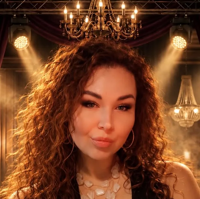 DJ Tsarevskaja portrait under chandeliers on the Groggy Lounge party poster